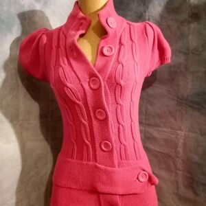 Vintage Women's Pink Cable Knit Sweater